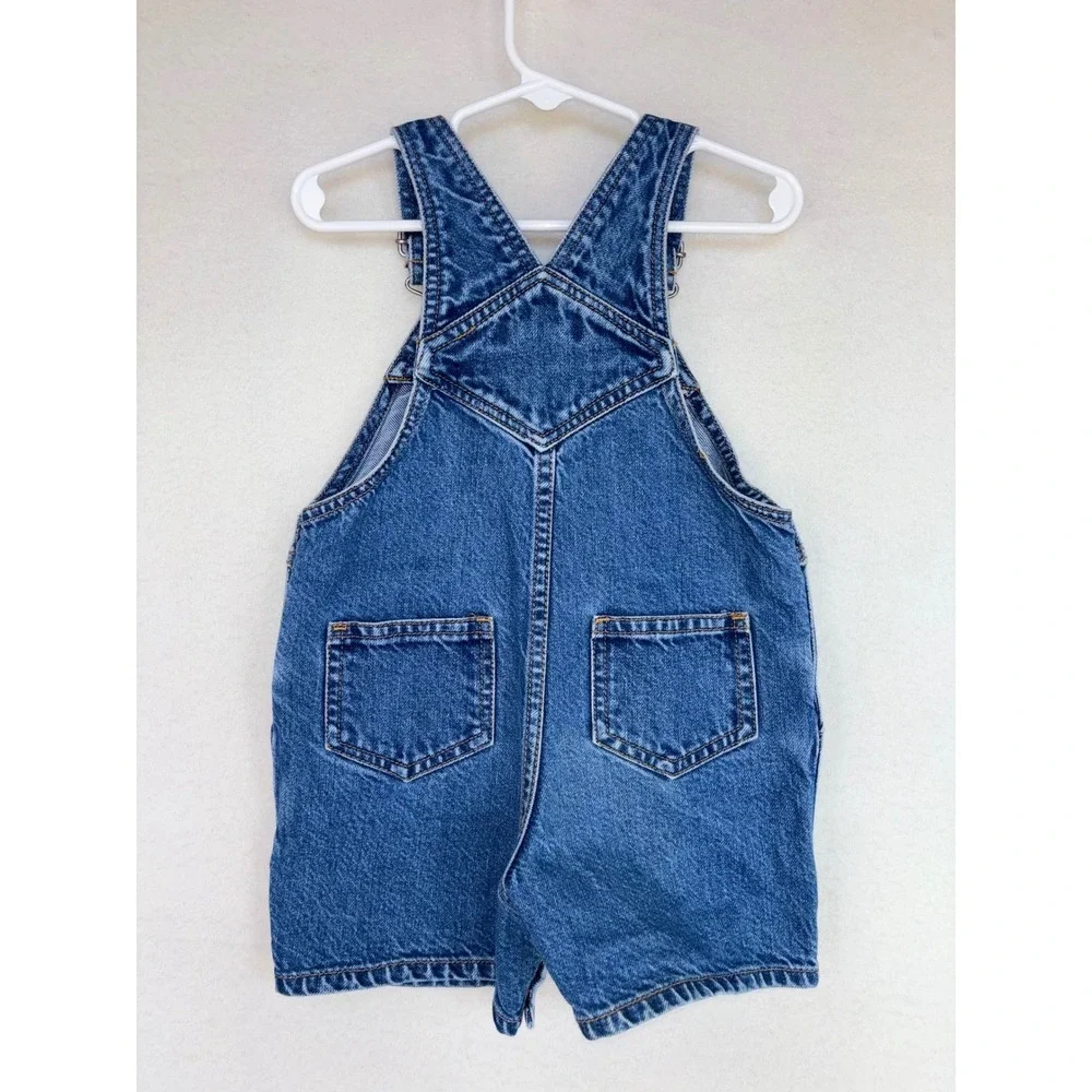 VINTAGE 90's GYMBOREE Denim Overalls Shortalls GYMSPORT Blue Toddler 18 24 Month